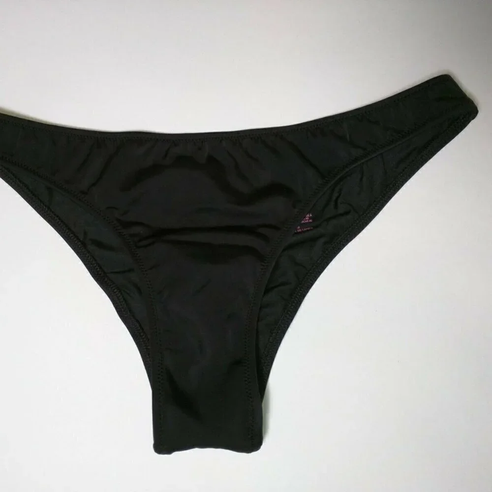 Victoria Secret Large L Itsy Bikini Bottom Cheeky Ruched Back Black Sexy VS